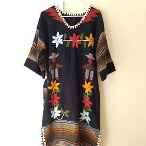 Vintage Handwoven Peru Dress Ethnic Hippy Boho Embroidered